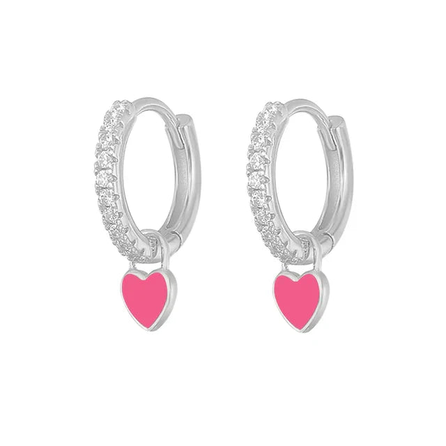 Elegant Silver Hoop Earrings - Women's Fashion Jewellery-Silver Rose Red-State of Style