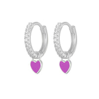 Elegant Silver Hoop Earrings - Women's Fashion Jewellery-Silver Violet-State of Style
