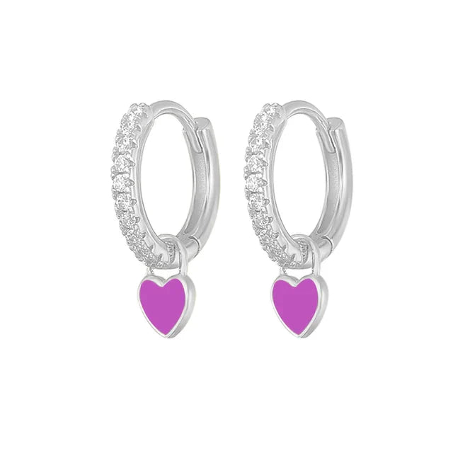 Elegant Silver Hoop Earrings - Women's Fashion Jewellery-Silver Violet-State of Style