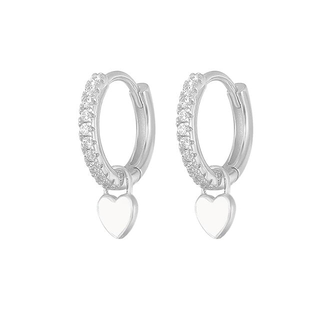 Elegant Silver Hoop Earrings - Women's Fashion Jewellery-Silver White-State of Style