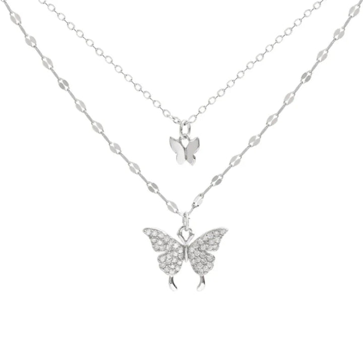 Elegant Silver Necklace Set with Shimmering Butterfly | Sophisticated Jewellery-State of Style