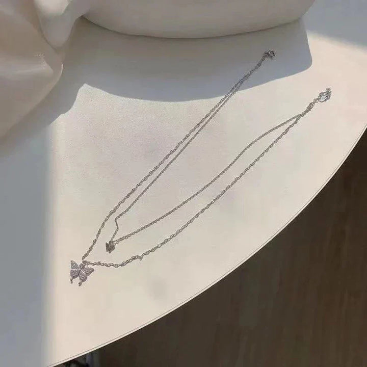 Elegant Silver Necklace Set with Shimmering Butterfly | Sophisticated Jewellery-State of Style