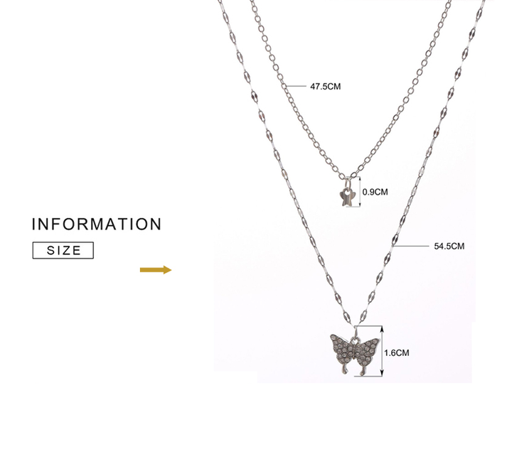 Elegant Silver Necklace Set with Shimmering Butterfly | Sophisticated Jewellery-State of Style