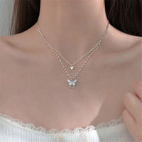 Elegant Silver Necklace Set with Shimmering Butterfly | Sophisticated Jewellery-State of Style
