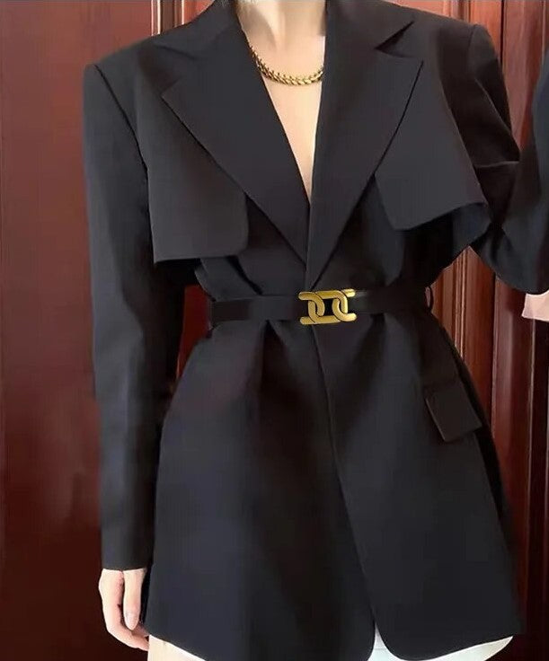 Elegant, Smooth Buckle Belt-Black-State of Style
