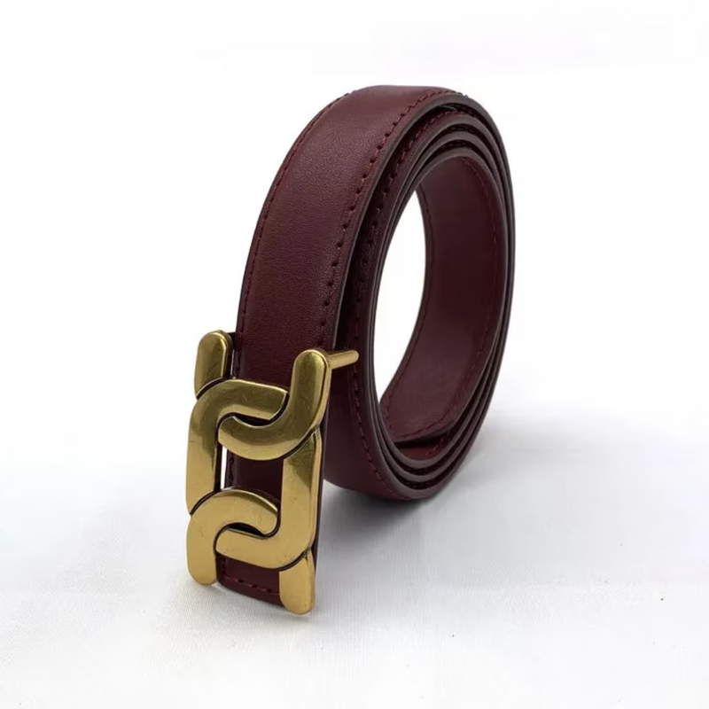 Elegant, Smooth Buckle Belt-Red Wine-State of Style