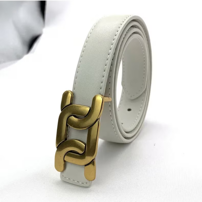 Elegant, Smooth Buckle Belt-White-State of Style