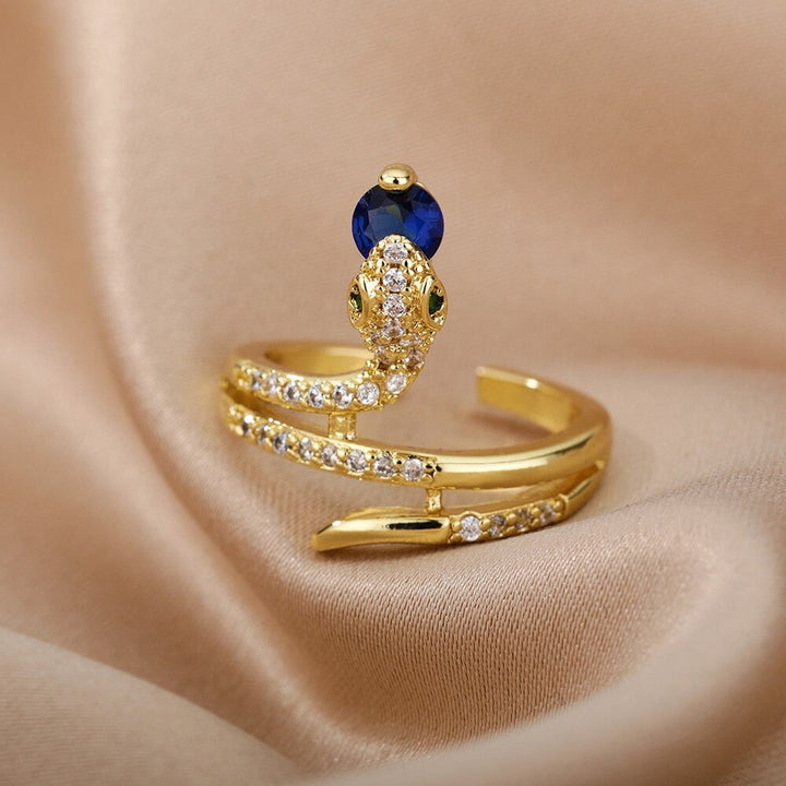 Elegant Snake Ring for Women | Statement Jewellery-Blue-State of Style
