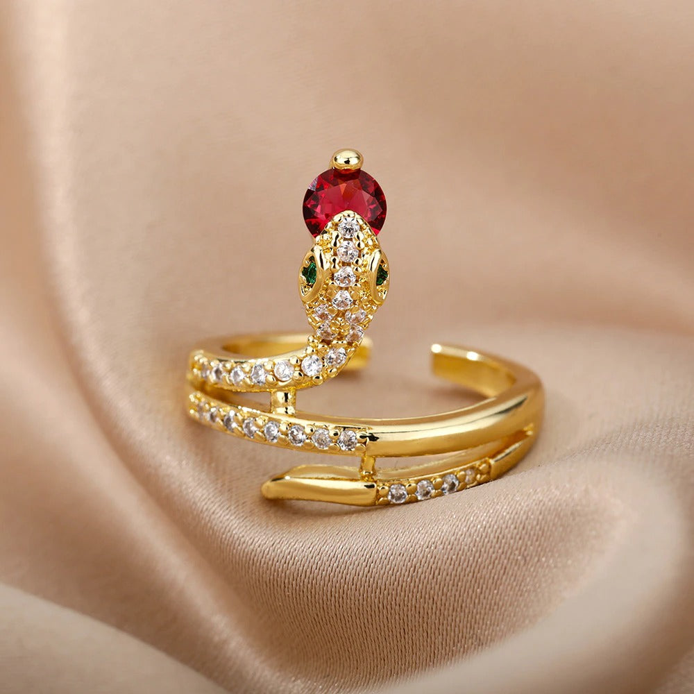 Elegant Snake Ring for Women | Statement Jewellery-Red-State of Style