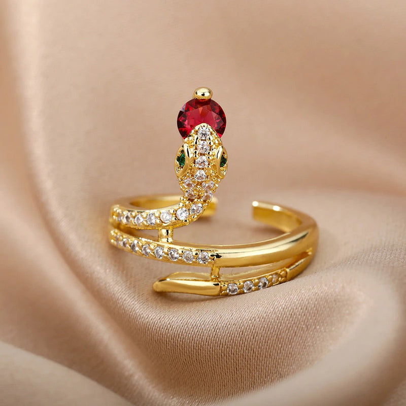 Elegant Snake Ring for Women | Statement Jewellery-Red-State of Style