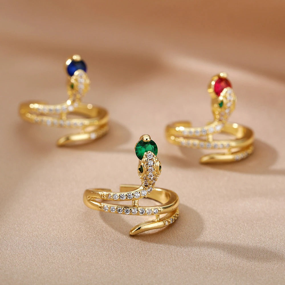 Elegant Snake Ring for Women | Statement Jewellery-Red-State of Style