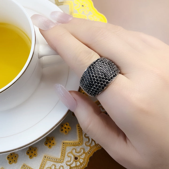 Elegant Statement Cocktail Ring | Adjustable Fit | Gold and Crystal-Circumference 55-State of Style