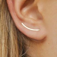 Elegant Sterling Silver Ear Cuff for Women | Smooth Long Line Design-Gold-State of Style