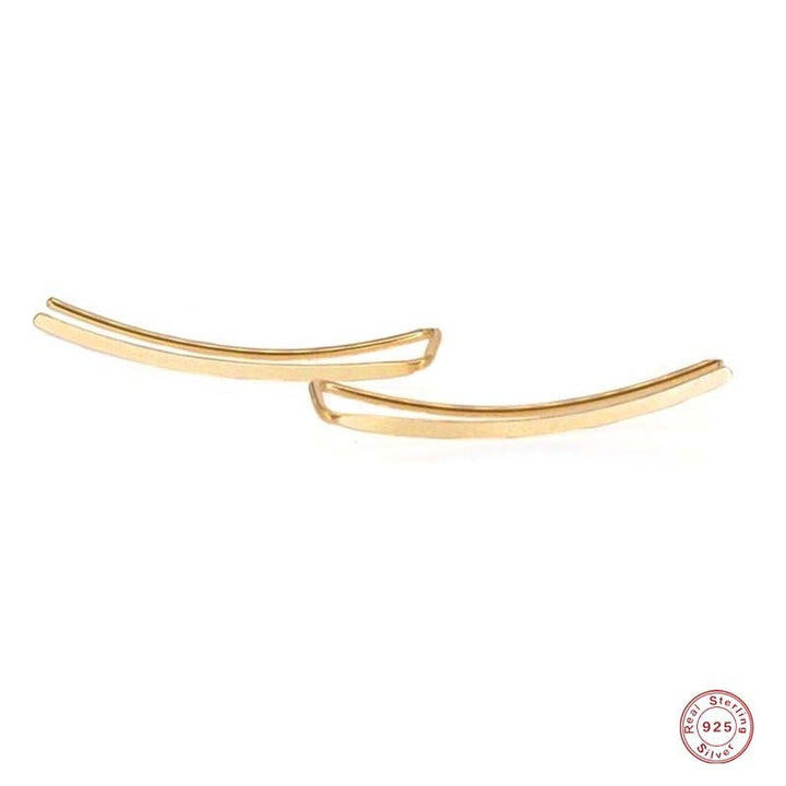 Elegant Sterling Silver Ear Cuff for Women | Smooth Long Line Design-Gold-State of Style