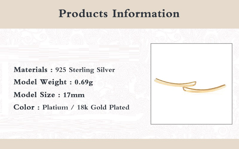 Elegant Sterling Silver Ear Cuff for Women | Smooth Long Line Design-Gold-State of Style