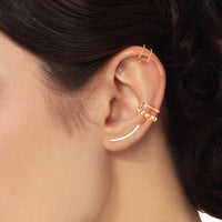 Elegant Sterling Silver Ear Cuff for Women | Smooth Long Line Design-Gold-State of Style
