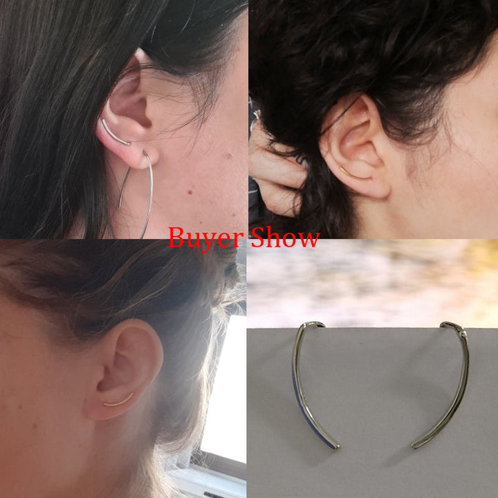 Elegant Sterling Silver Ear Cuff for Women | Smooth Long Line Design-Gold-State of Style