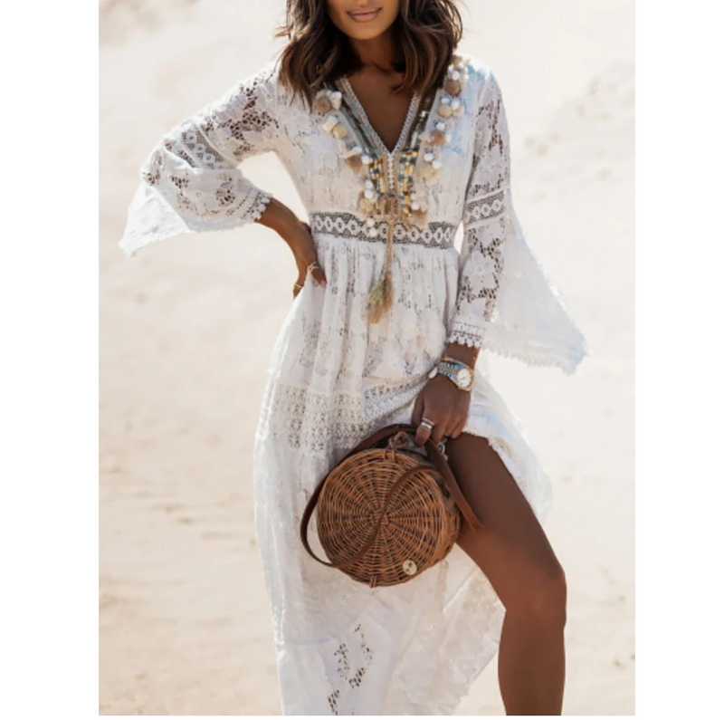 Elegant Summer Dress | Stylish & Comfortable-Long Sleeve White-S-State of Style