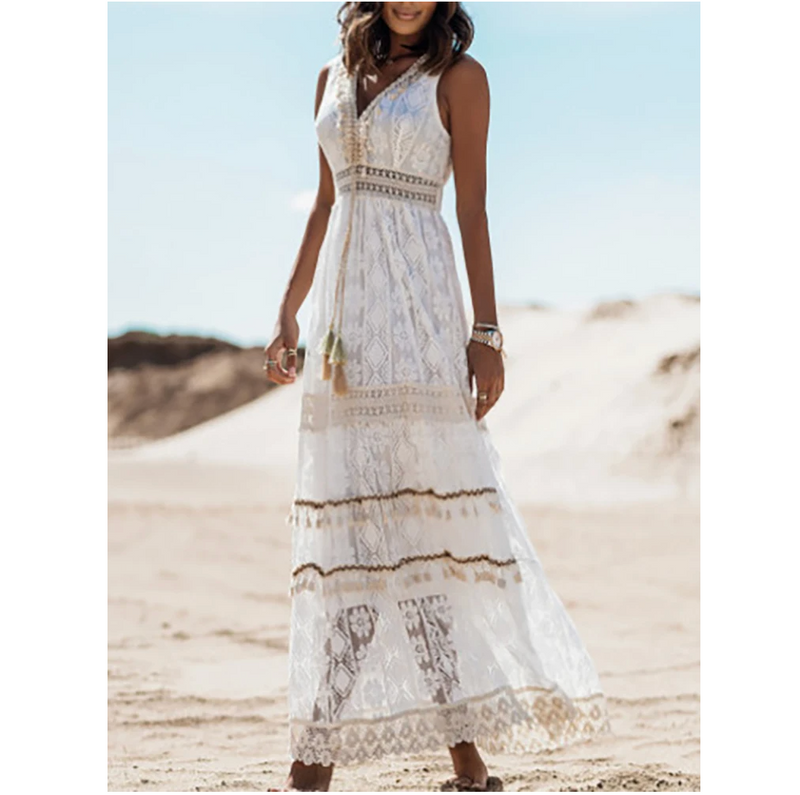 Elegant Summer Dress | Stylish & Comfortable-Sleeveless White-S-State of Style
