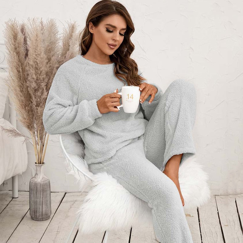 Elegant Top and Pants Lounge Set-Blue-S-State of Style