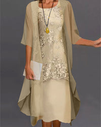 Elegant Two-Piece Chiffon Dress – Viviana-Yellow-S-State of Style