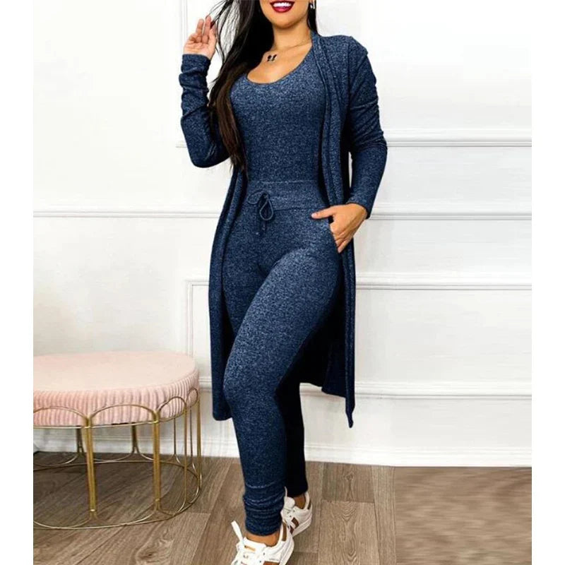 Elegant Two-Piece Jumpsuit | Fitted Leggings with Jacket-Wine Red-S-State of Style