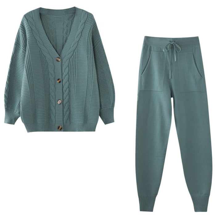 Elegant Two-Piece Winter Set | Nora Cardigan & Comfortable Pants-Beige-S-State of Style