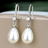 Elegant White Oval Pearl Earrings-State of Style