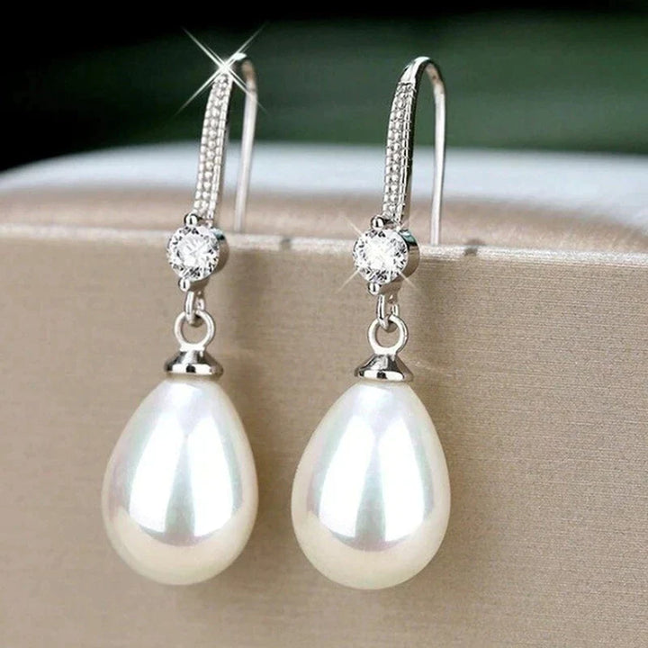 Elegant White Oval Pearl Earrings-State of Style