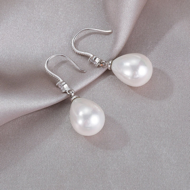 Elegant White Oval Pearl Earrings-State of Style
