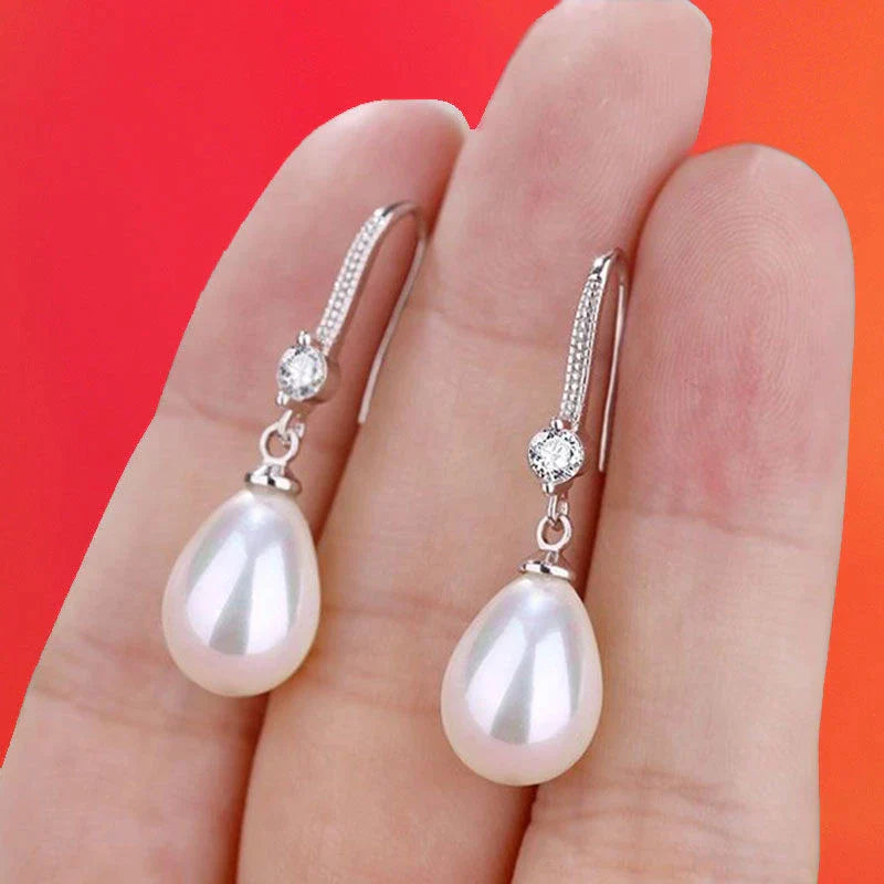 Elegant White Oval Pearl Earrings-State of Style