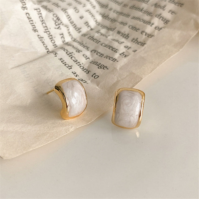Elegant White Teardrop Earrings | Love-Inspired Dangle Design-Crystal Gold-State of Style