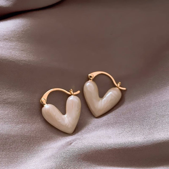 Elegant White Teardrop Earrings | Love-Inspired Dangle Design-Heart Cream-State of Style