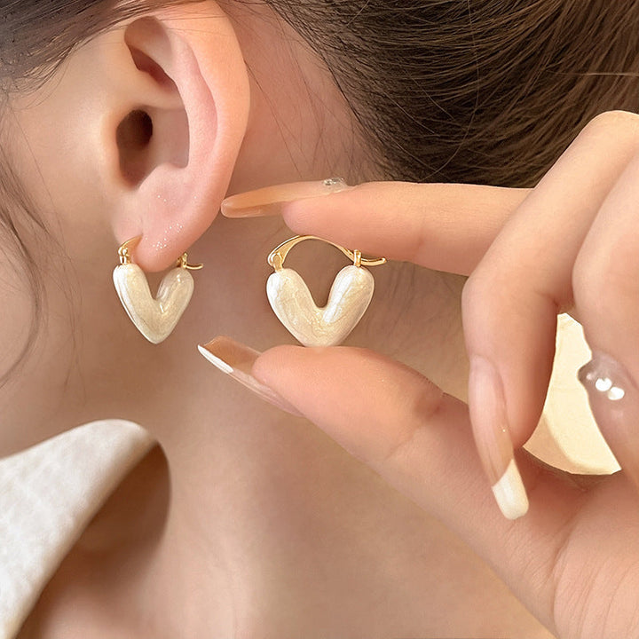 Elegant White Teardrop Earrings | Love-Inspired Dangle Design-Heart Cream-State of Style