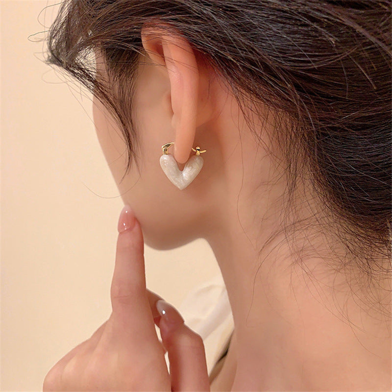 Elegant White Teardrop Earrings | Love-Inspired Dangle Design-Heart Cream-State of Style