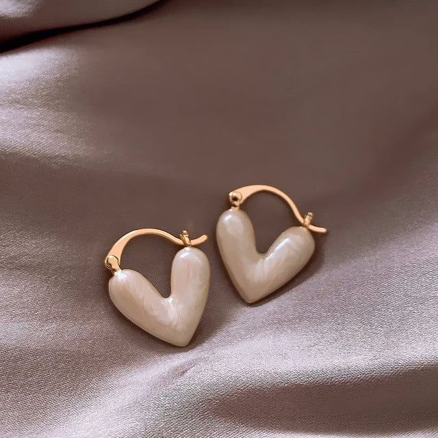 Elegant White Teardrop Earrings | Love-Inspired Dangle Design-Heart Cream-State of Style