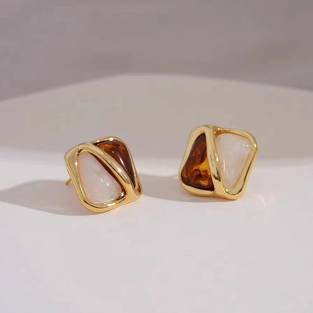 Elegant White Teardrop Earrings | Love-Inspired Dangle Design-Square Gold-State of Style