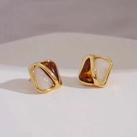 Elegant White Teardrop Earrings | Love-Inspired Dangle Design-Square Gold-State of Style