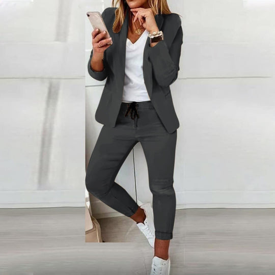 Elegant Women's Blazer and Pants Set | Stylish Formal Wear-Gray-S-State of Style