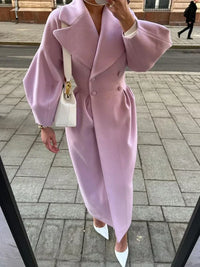 Elegant Women's Double-Breasted Wool Coat | Long Sleeves | Warm & Stylish-Purple-S-State of Style