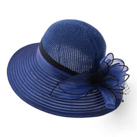 Elegant women's sun hat with a wide brim – Bellavue-Dark blue-State of Style
