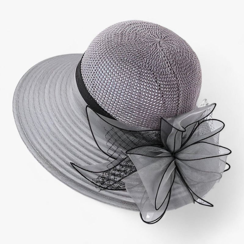 Elegant women's sun hat with a wide brim – Bellavue-Gray-State of Style