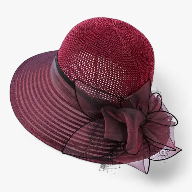 Elegant women's sun hat with a wide brim – Bellavue-Red-State of Style