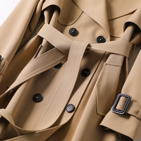 Elegant women's trench coat with double buttons – Celina-Khaki-S-State of Style