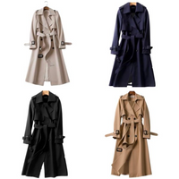 Elegant women's trench coat with double buttons – Celina-Khaki-S-State of Style