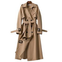 Elegant women's trench coat with double buttons – Celina-Khaki-S-State of Style