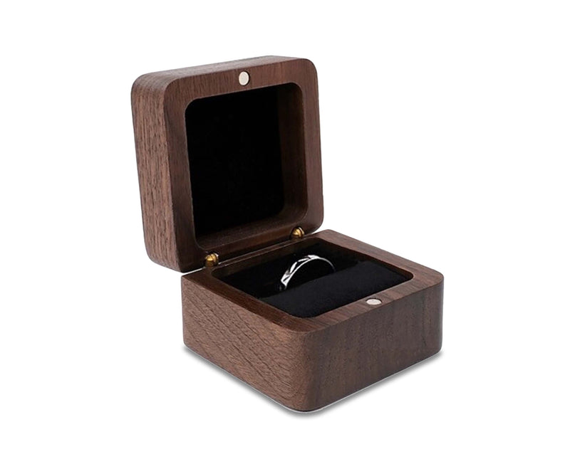 Elegant Wooden Jewellery Box | Ring Box, Wedding Band Case, Earring Holder-Single Ring – Black Velvet-State of Style