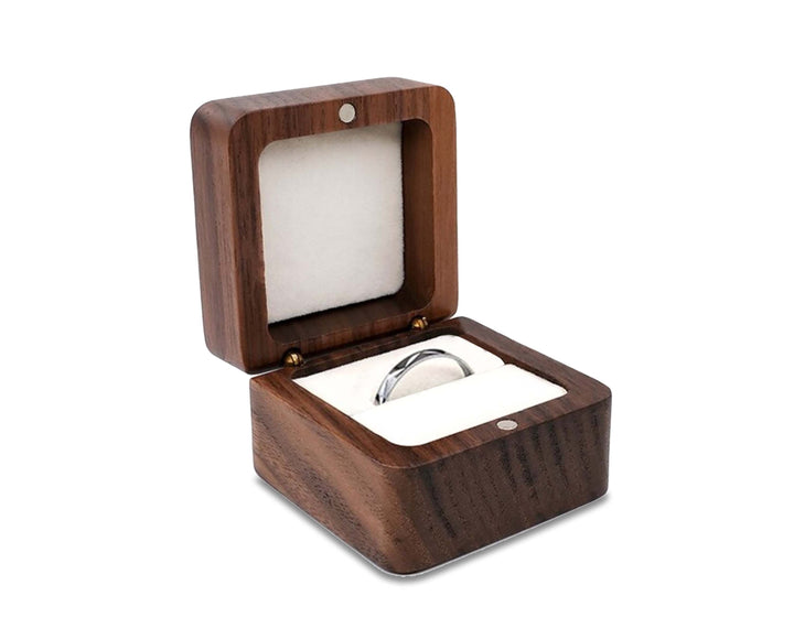 Elegant Wooden Jewellery Box | Ring Box, Wedding Band Case, Earring Holder-Single Ring – White Velvet-State of Style