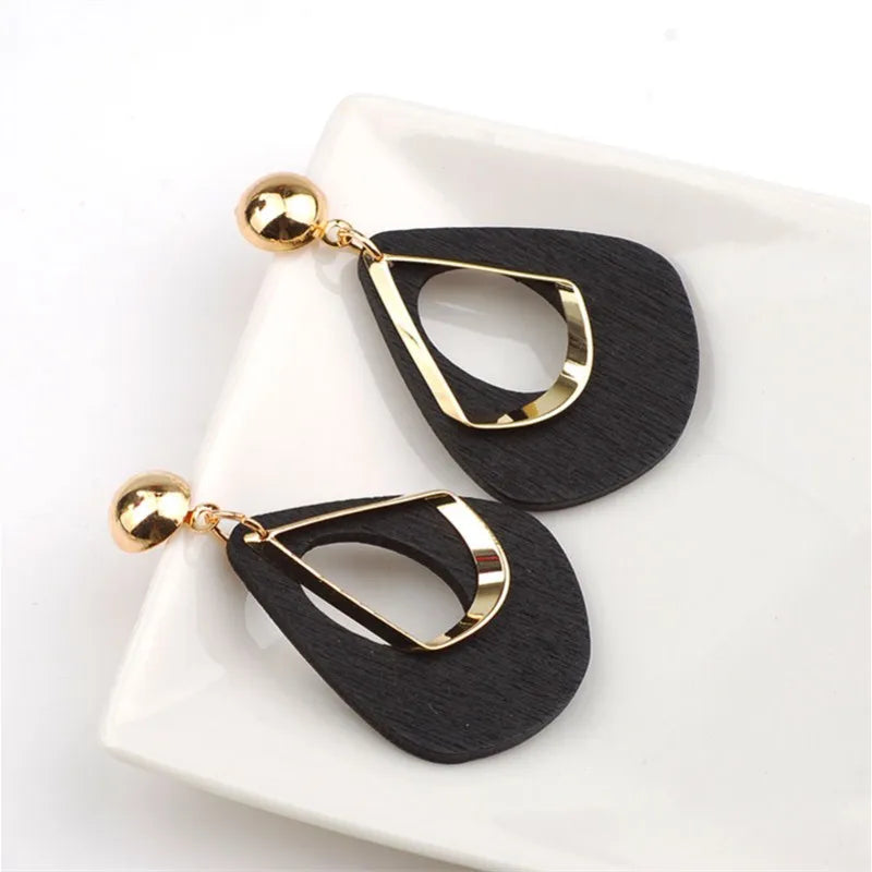 Elegant Wooden Teardrop Earrings | Natural Handmade Jewellery-Red-State of Style