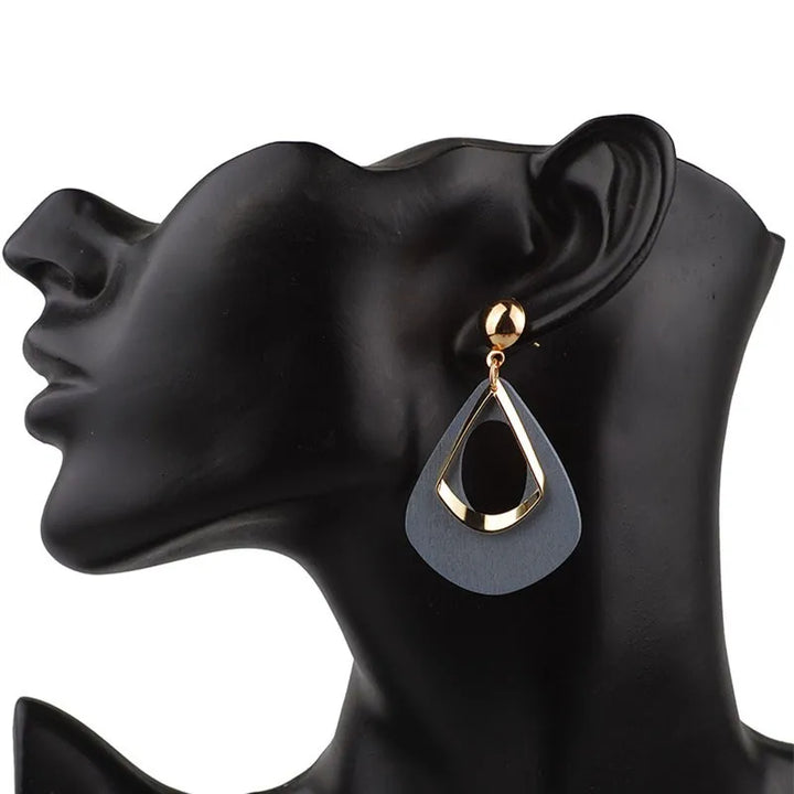 Elegant Wooden Teardrop Earrings | Natural Handmade Jewellery-Red-State of Style